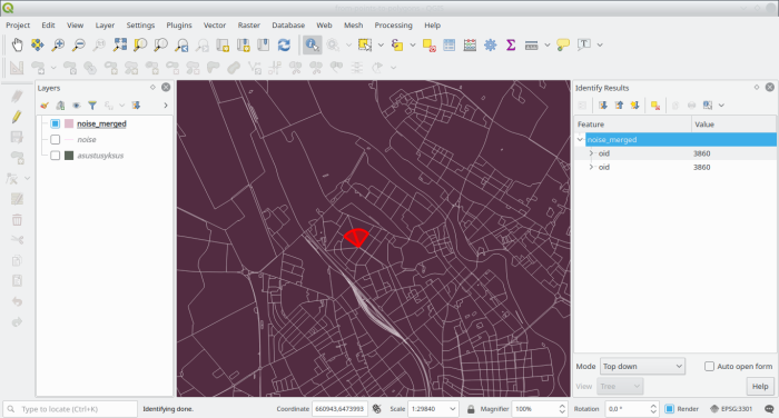 Noise and settlement area boundaries polygonized (closeup)