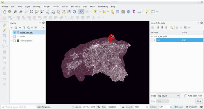 Noise and settlement area boundaries polygonized