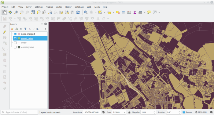 Parcels split by quartiers