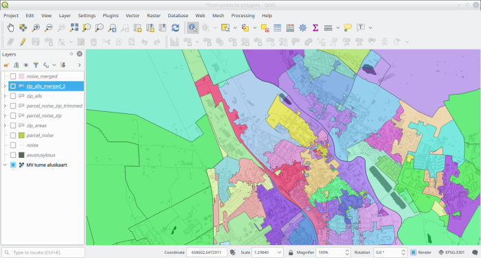 All zipareas done. Closeup of Tartu city and surroundings