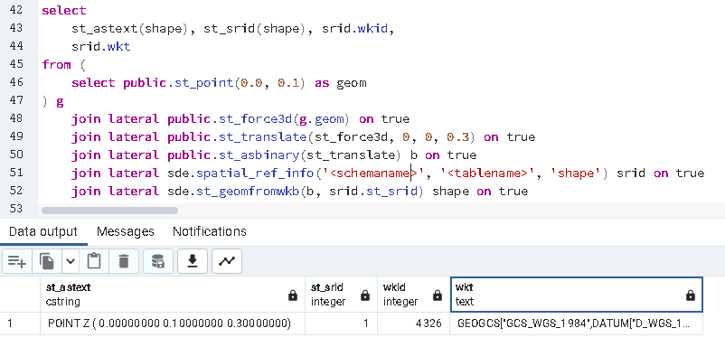 Getting the correct srid identifier for ESRI st_geometry construction based on table schema and table name