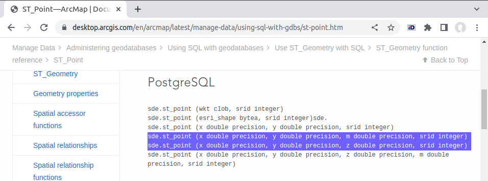 Function overload overlaps for sde.st_point