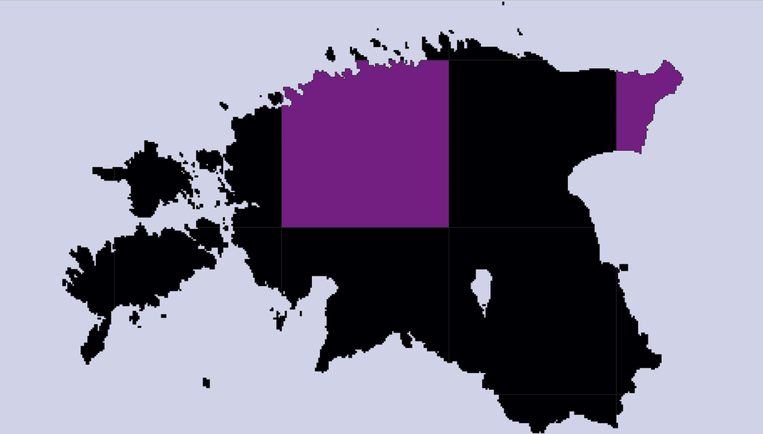 Aggregated 100x100km “square grid” for Estonian population density data for people-per-square-km