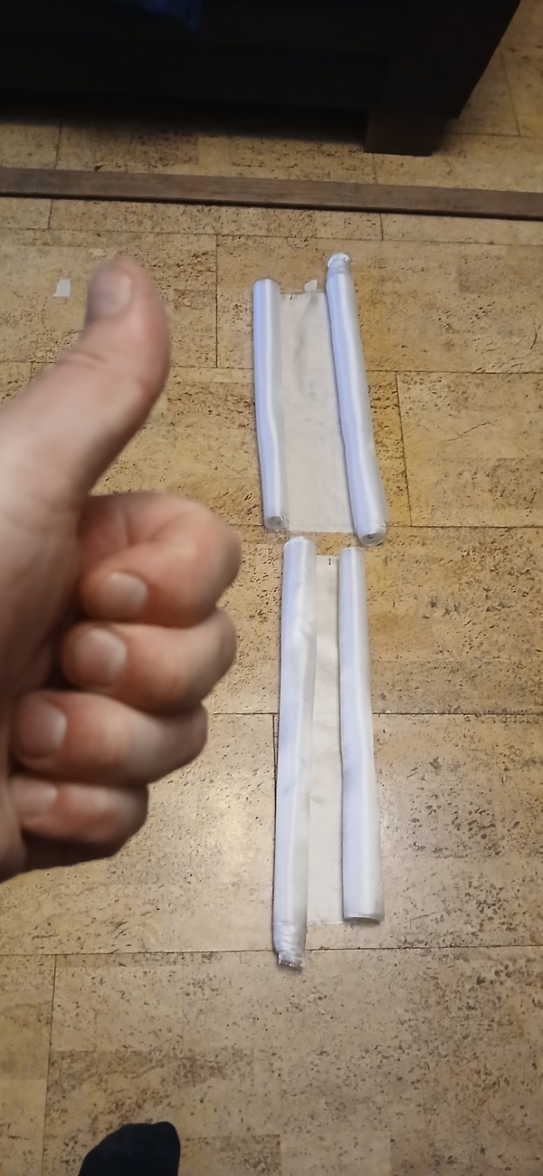 Fiberglass rolls ready to be applied ..