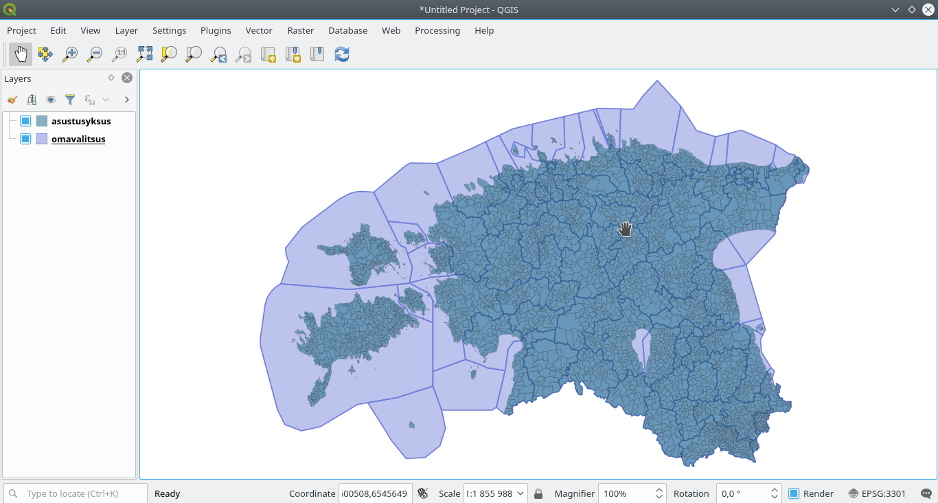 Settlement areas bounded by coastline and local govt units expanded to thesea