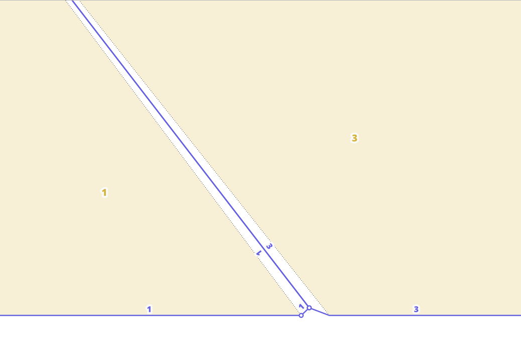 Closeup of lower right test area to show the extra point addition in lines_segments table